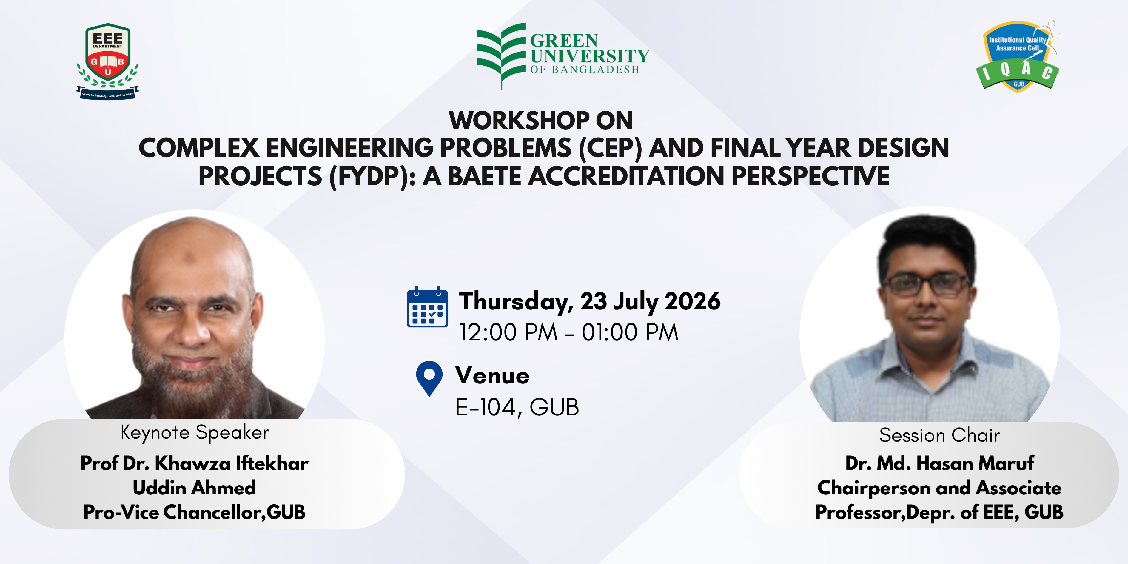 Workshop on Complex Engineering Problems (CEP) and Final Year Design Projects (FYDP): A BAETE Accreditation Perspective