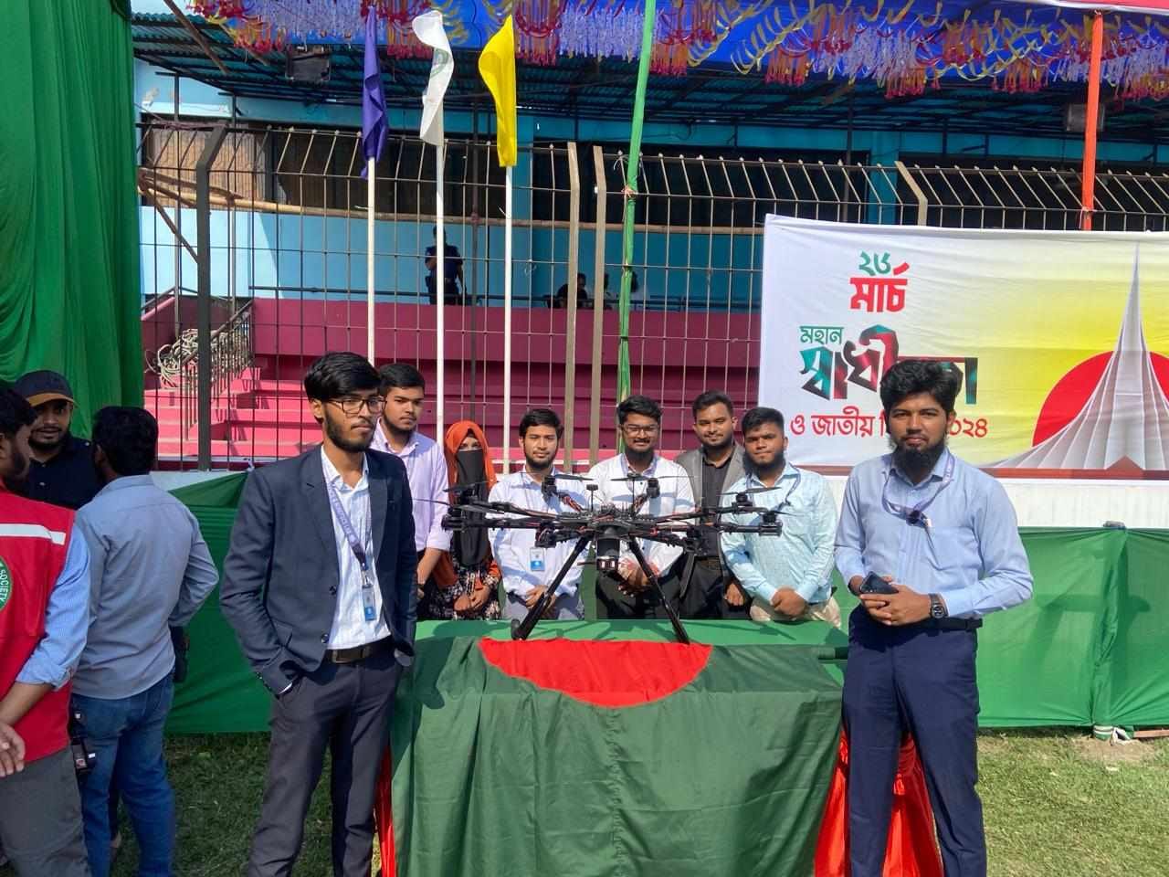 GUB EEE Students Contribute to Bangladesh’s First Flag-Hoisting Octacopter Drone