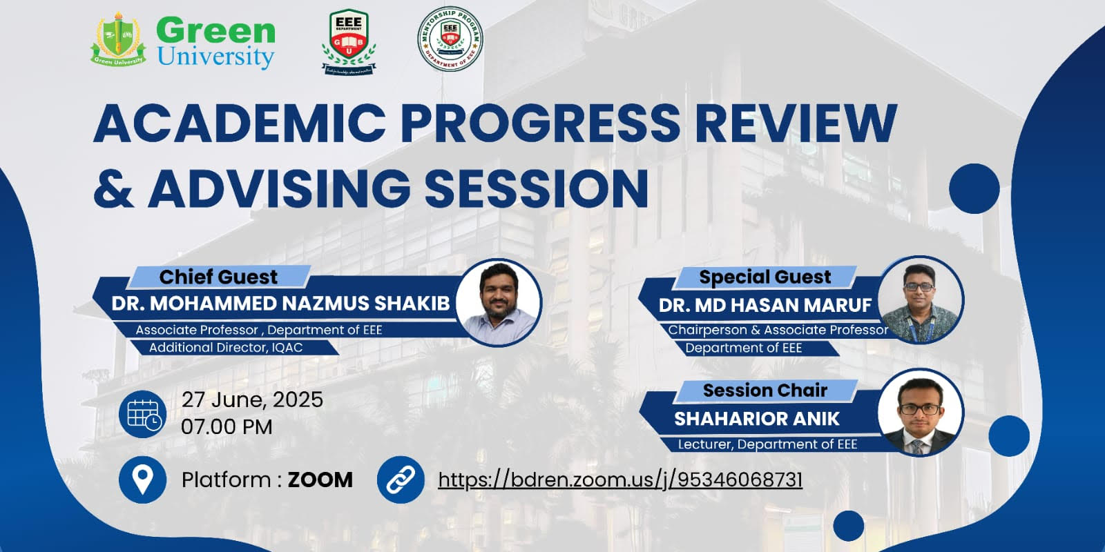 Academic Progress Review & Advising Session of  EEE-232 to EEE-251 batches