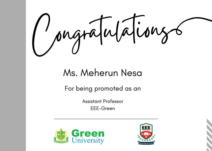 EEE Department Celebrates the Promotion of Ms. Meherun Nesa to Assistant Professor