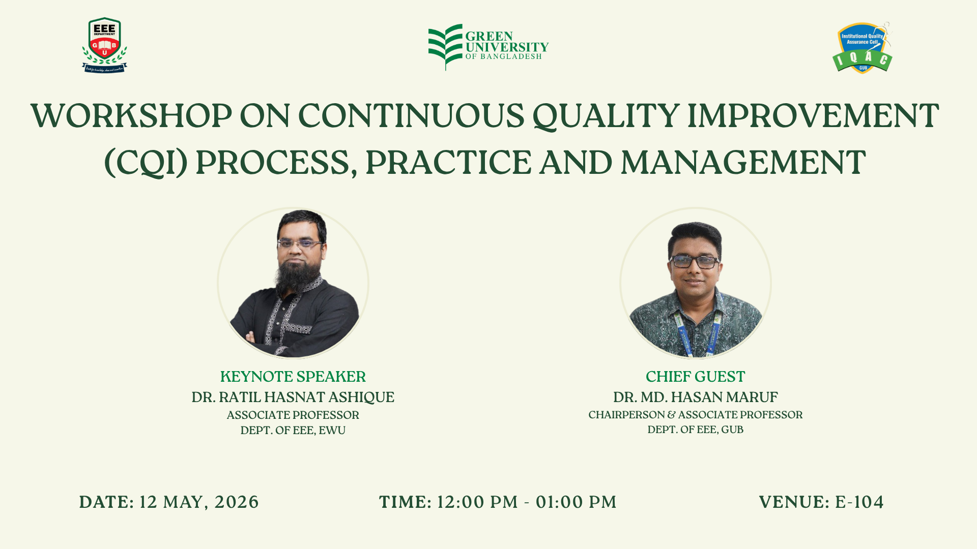 Workshop on Continuous Quality Improvement (CQI) Process, Practice and Management
