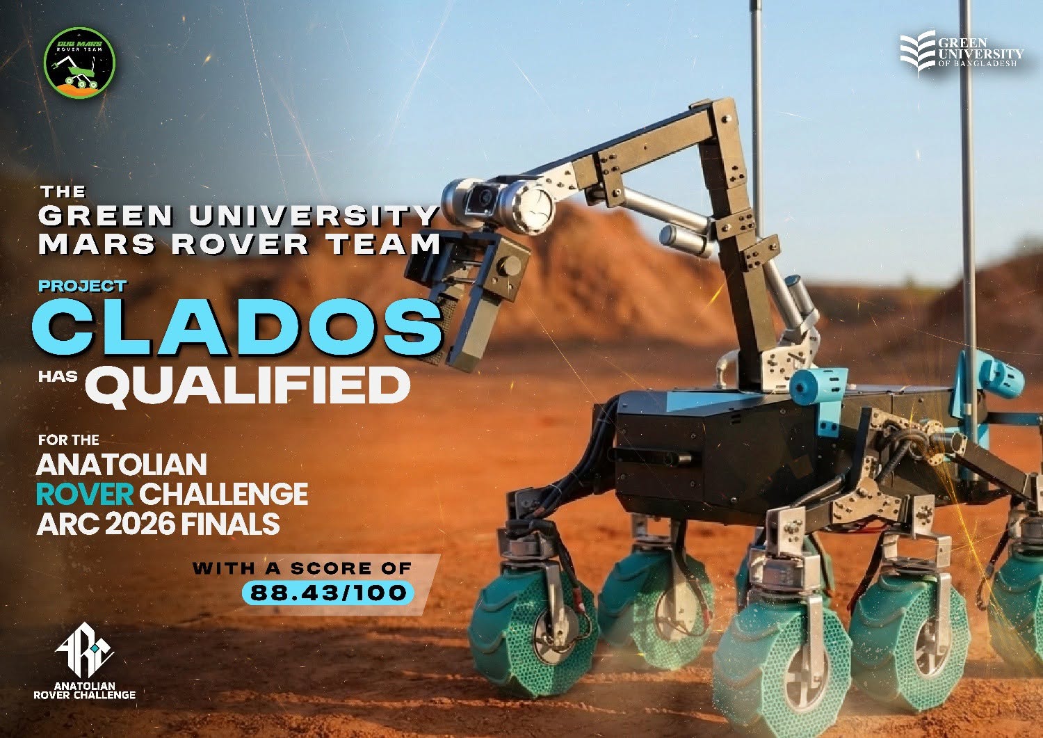 Green University Mars Rover Team Qualifies for ARC 2026 Finals, Securing 2nd in Bangladesh and 9th Worldwide (88.43/100)