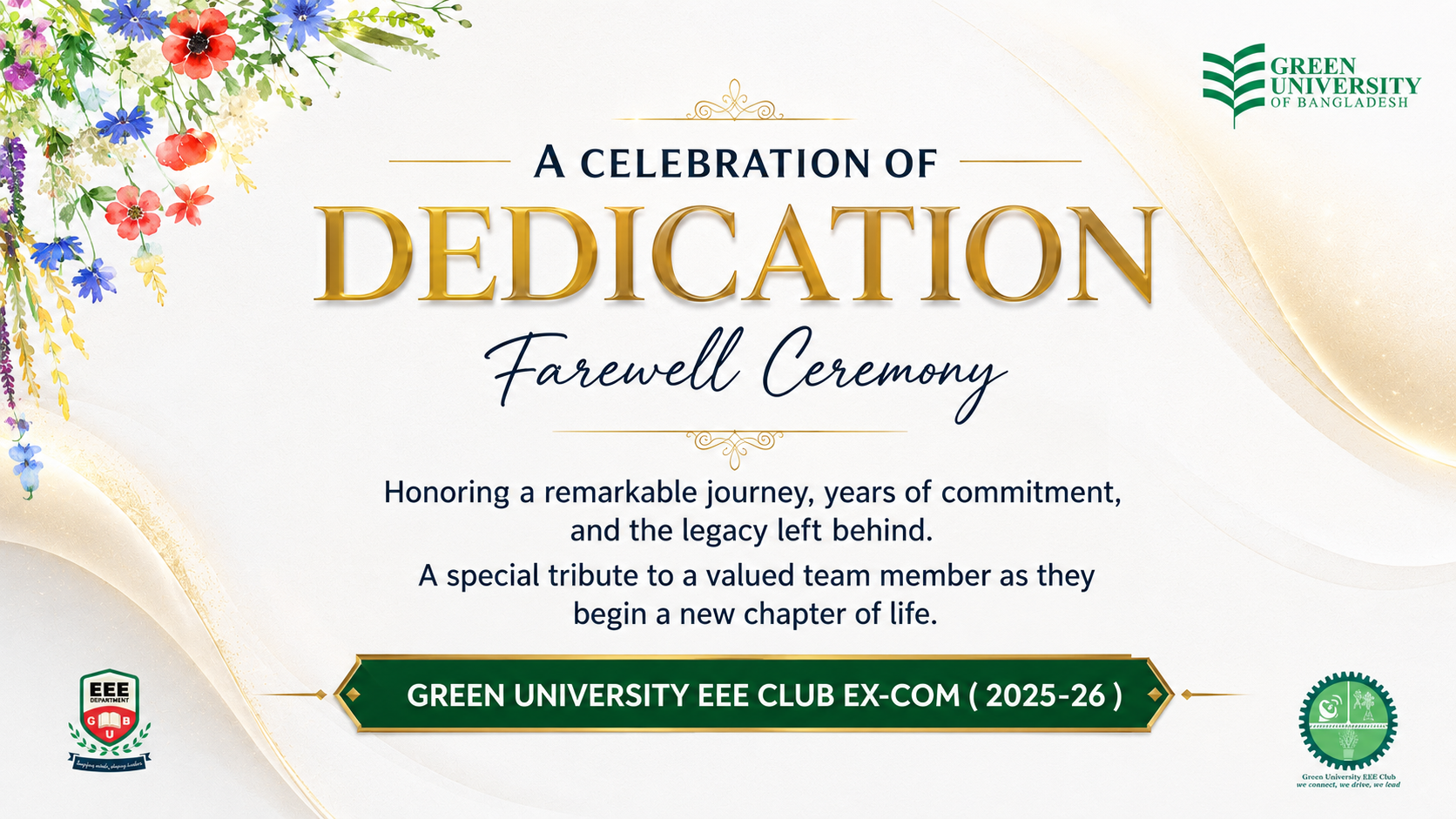 Recognition Ceremony – Farewell to the Executive Committee (ExCom) 2025–2026, Green EEE Club.