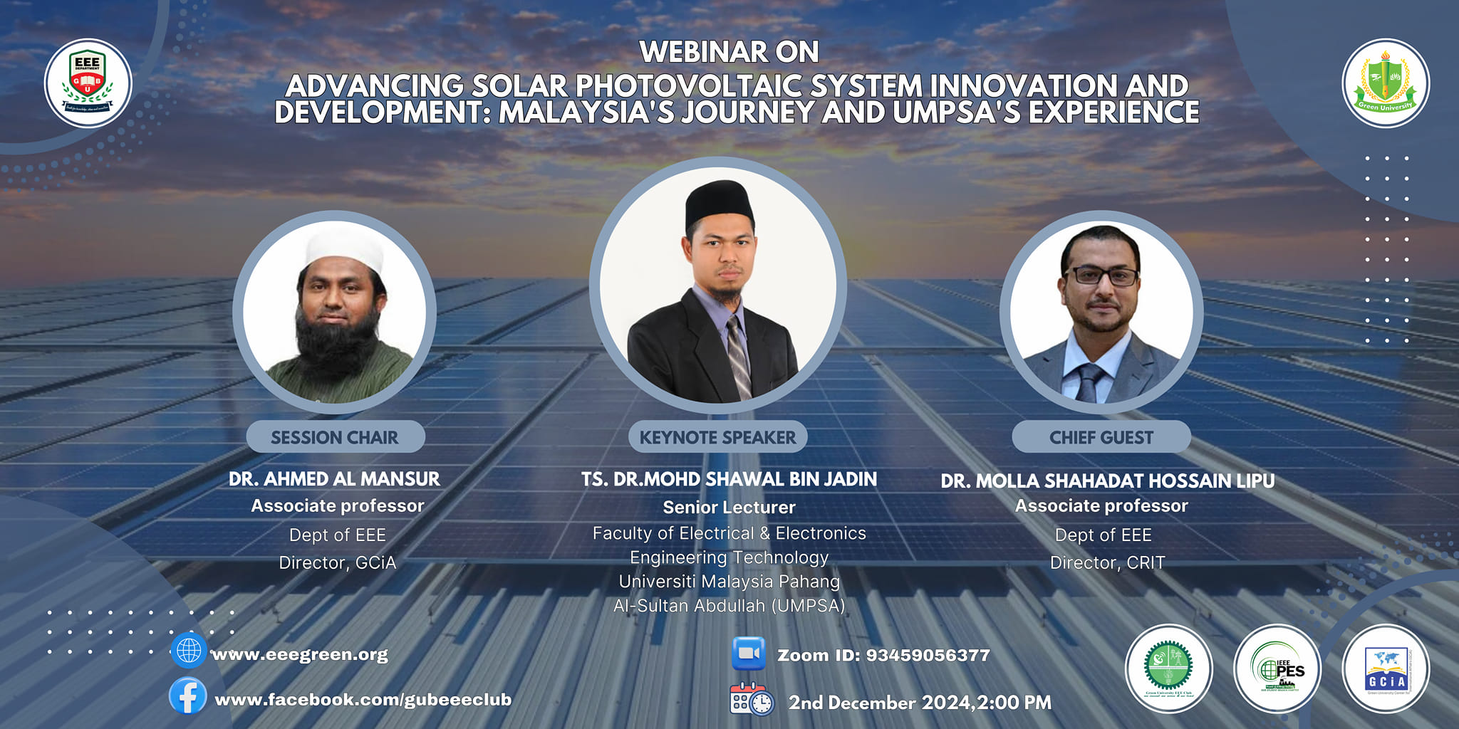 Webinar on "Advancing Solar Photovoltaic System Innovation and Development: Malaysia's Journey and UMPSA's Experience"