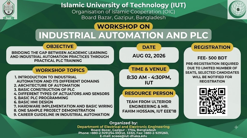GUB EEE Students Gain Hands-On Experience in Industrial Automation & PLC at IUT